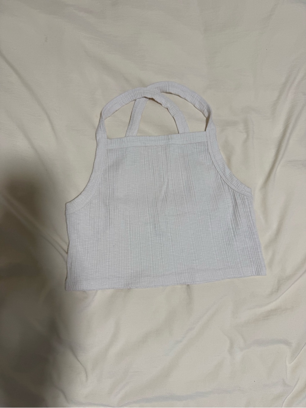 American Eagle Off-White Ribbed Cropped Tank